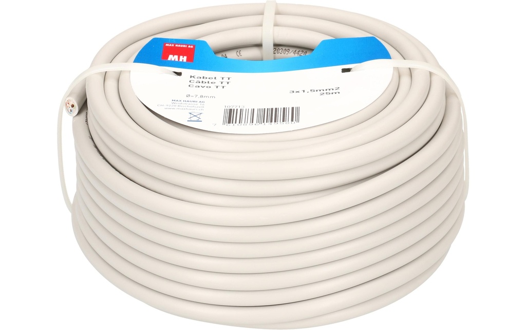 Max Hauri Câble d'installation TT 3x 1.5 mm2, 25 m, Gris