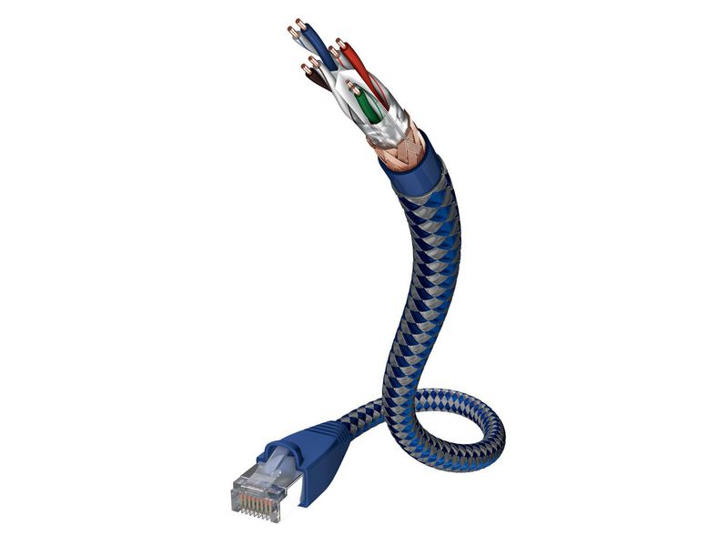 IN-AKUSTIK Câble de raccordement Cat 6, SF/UTP, 1 m, Bleu Argenté