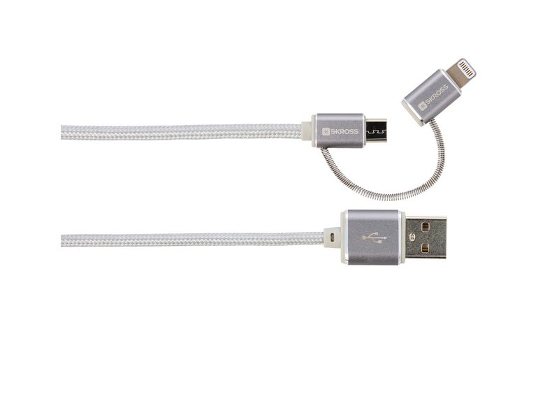SKROSS Câble métallique USB 3.0 Charge'n Sync 2in1 Steel Line acier