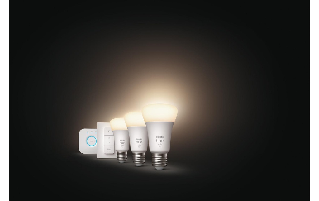 Philips Hue Kit de départ White E27 Set de 3 starters + variateur 1055 lm