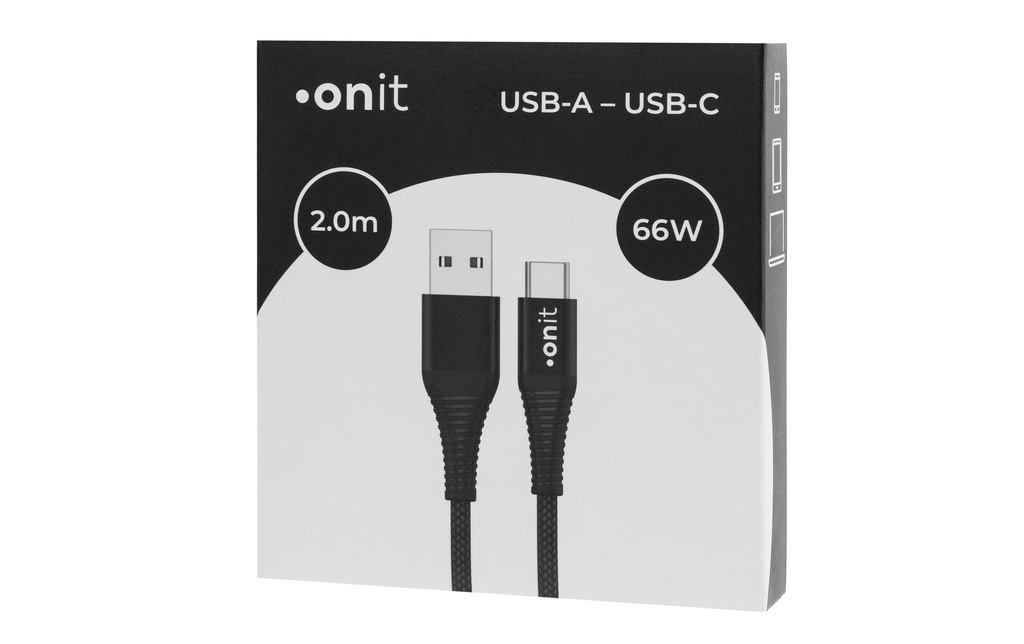 onit Câble USB 2.0 USB A - USB C 2 m, Noir