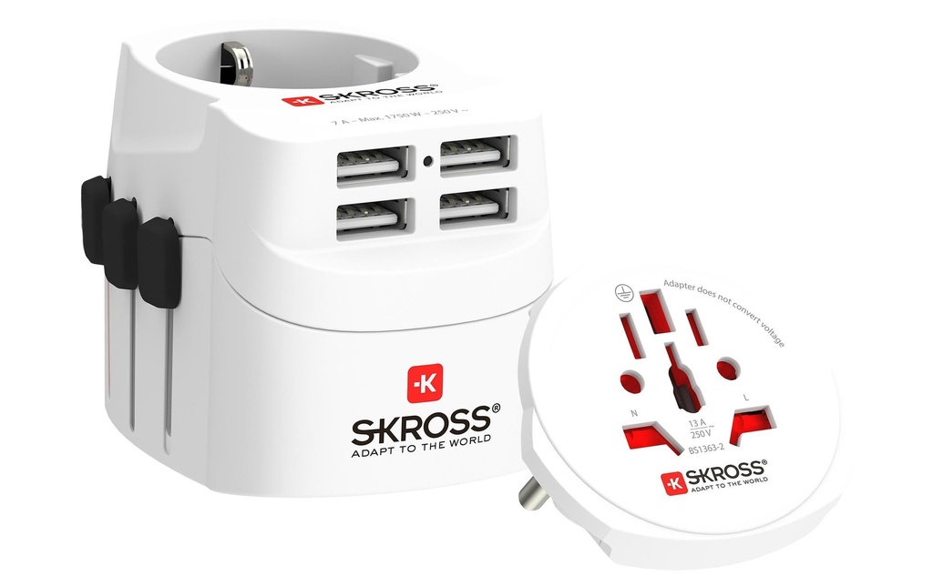 SKROSS Adaptateur de voyage international PRO Light 4x USB A