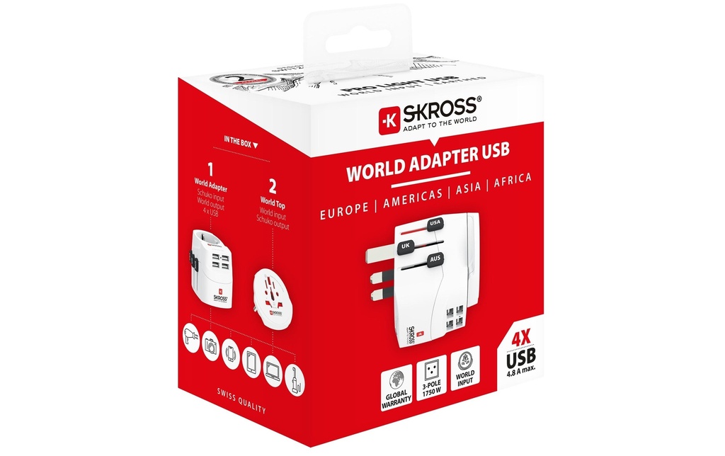 SKROSS Adaptateur de voyage international PRO Light 4x USB A