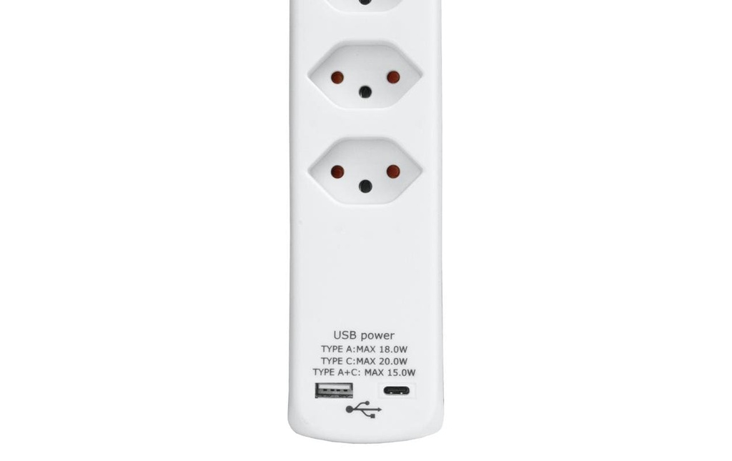 STEFFEN Bloc multiprises POWER EASY 6x T13, 1x USB-A/USB-C PD, Blanc
