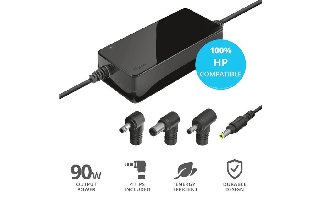 Trust Bloc d’alimentation 90 W Maxo pour ordinateurs portables HP