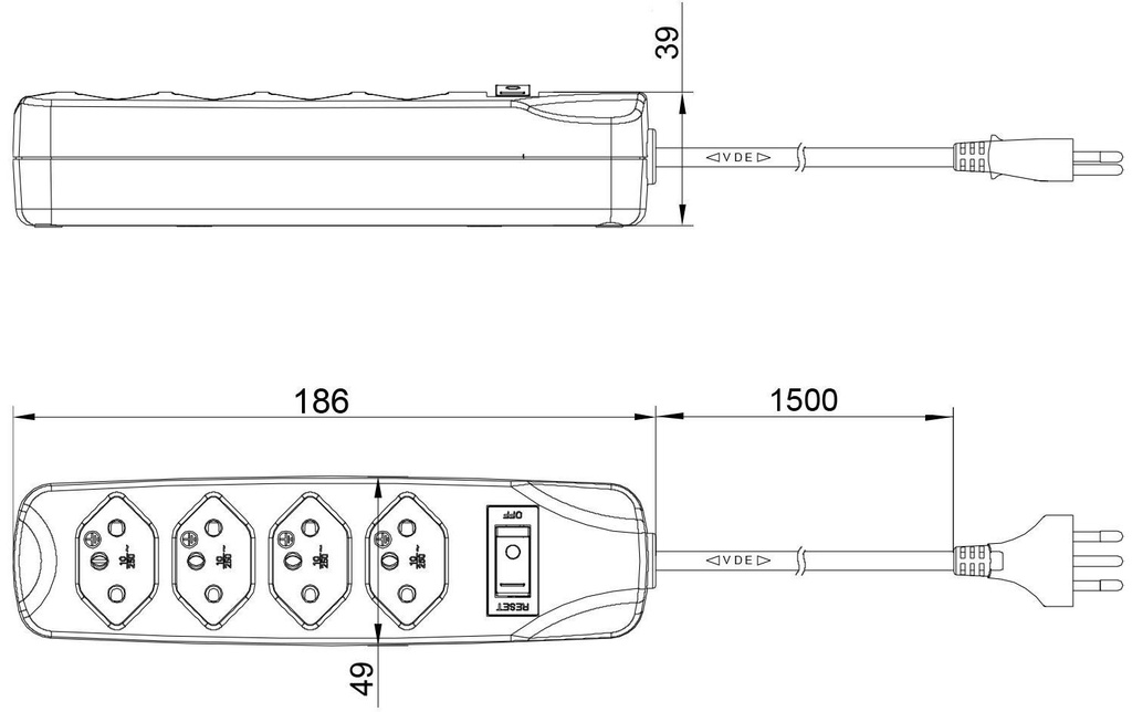 FURBER.power Bloc multiprises 4x T13 avec interrupteur