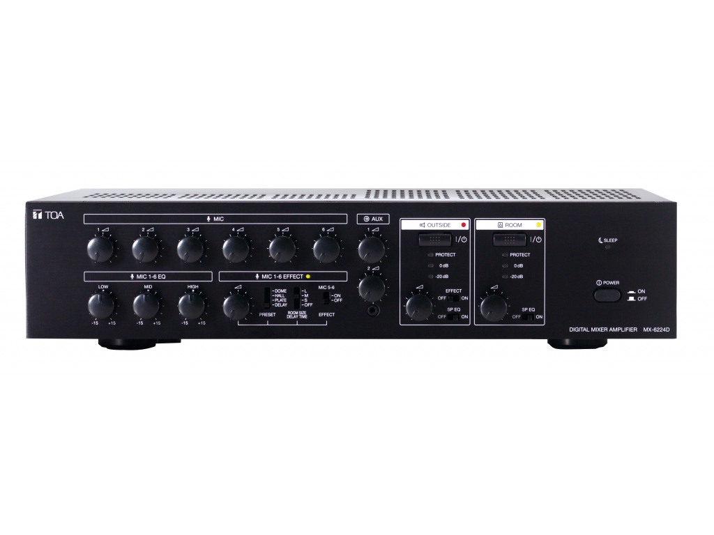TOA MX-6224D - Mélangeur digital amplifié, 2 x 240W@100V