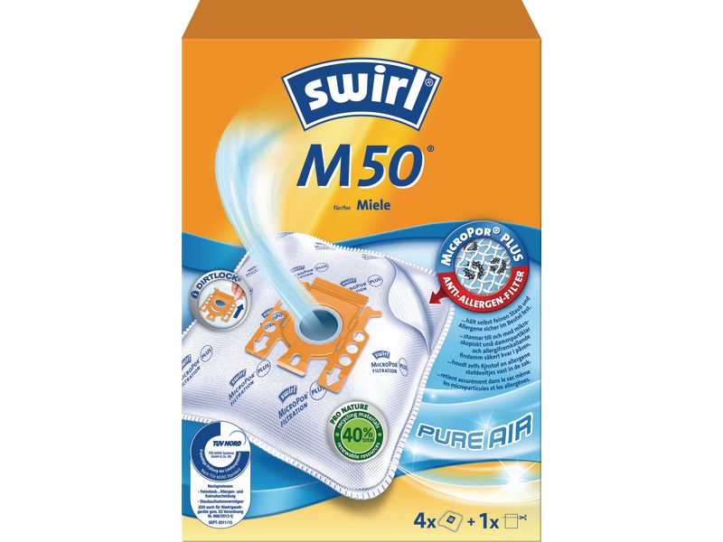 Swirl Sac filtrant pour aspirateur M 50 4 pièces