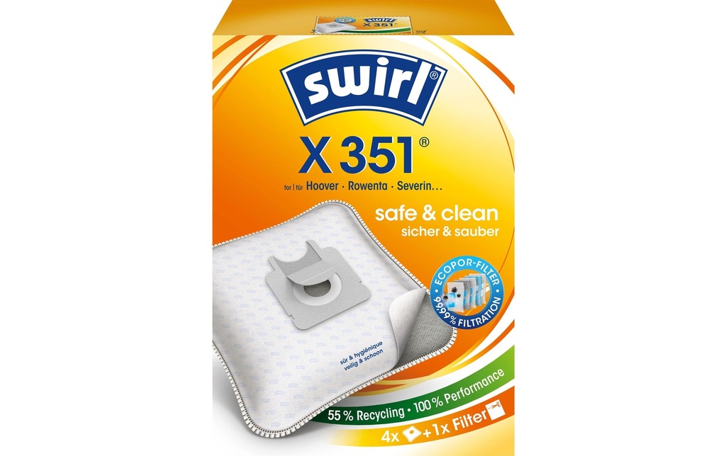 Swirl Sac filtrant pour aspirateur X 351 4 Pièce/s