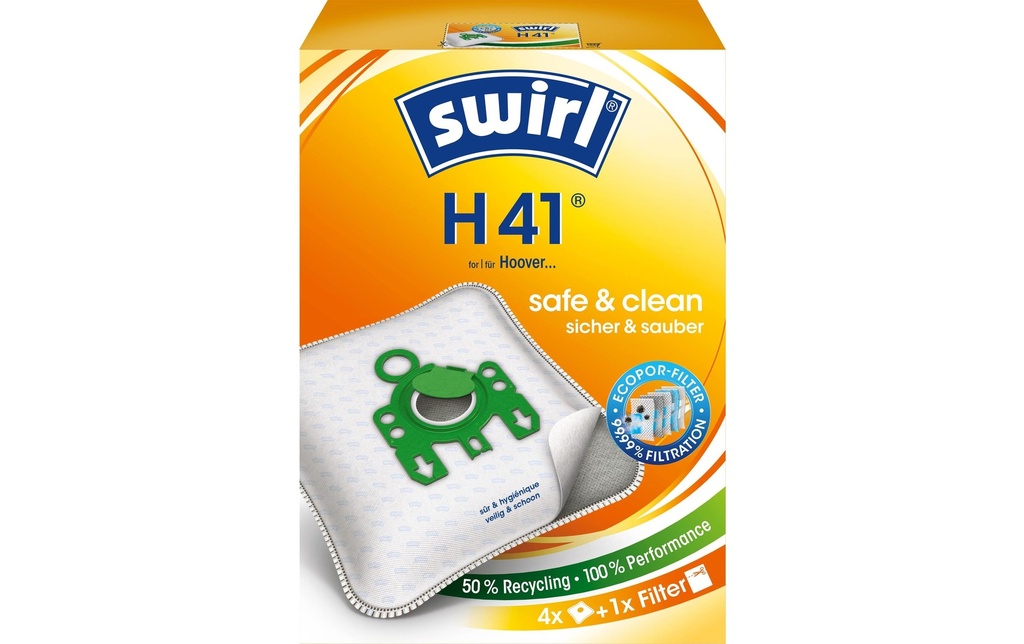 Swirl Sac filtrant pour aspirateur H 41 4 Pièce/s