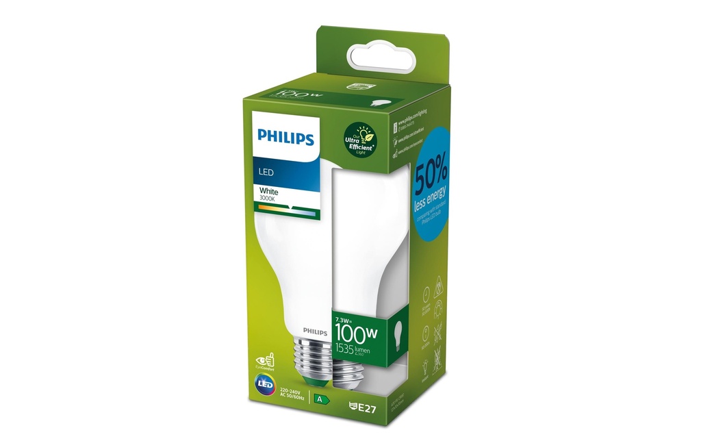 Philips Lampe 7.3W (100W) E27, Blanc chaud