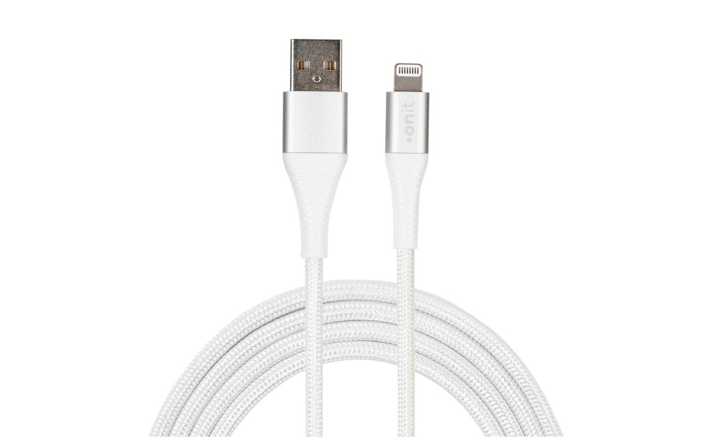 Onit Câble USB A-lightning blanc 2 m USB 2.0 – 12 W – MFI-certifié
