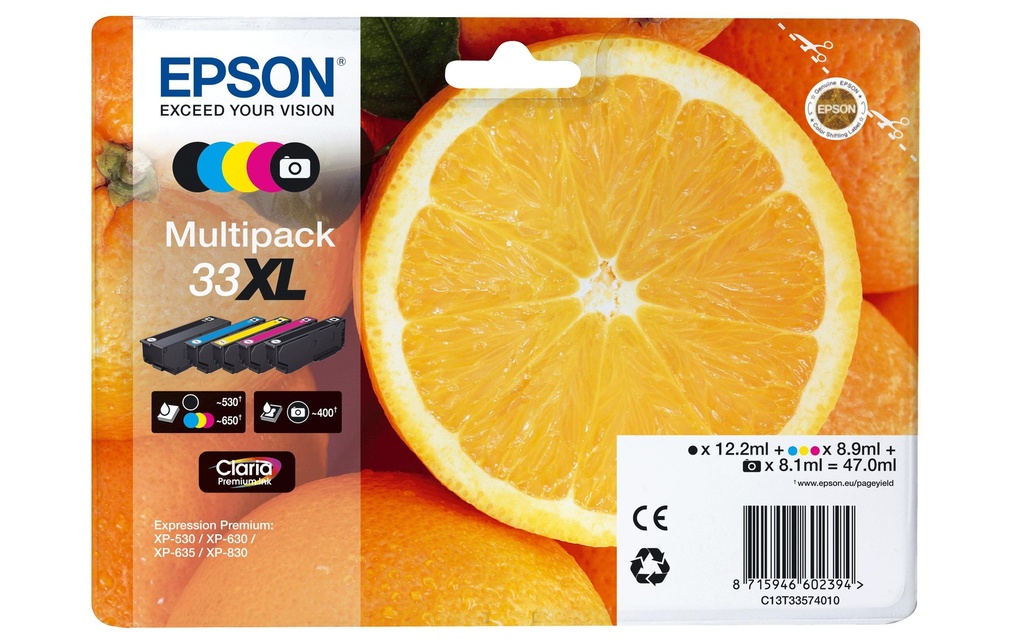 Epson Encre Nr. 33XL / C13T33574011 BK, BK Photo, C, M, Y