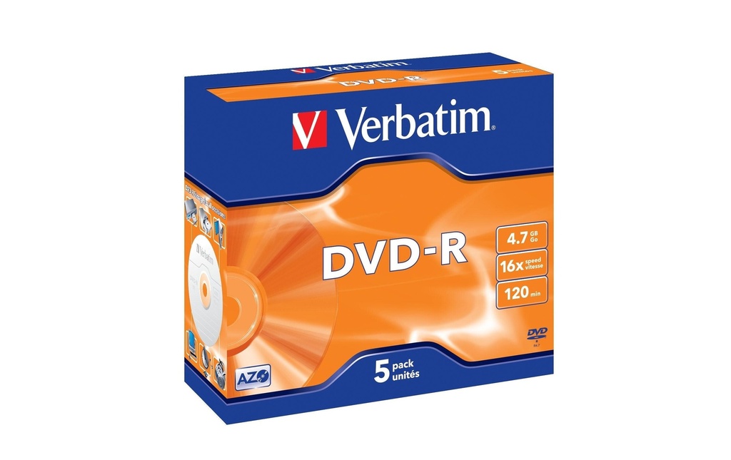 Verbatim DVD-R 4.7 GB, boîte à bijoux (5 Pièce/s)