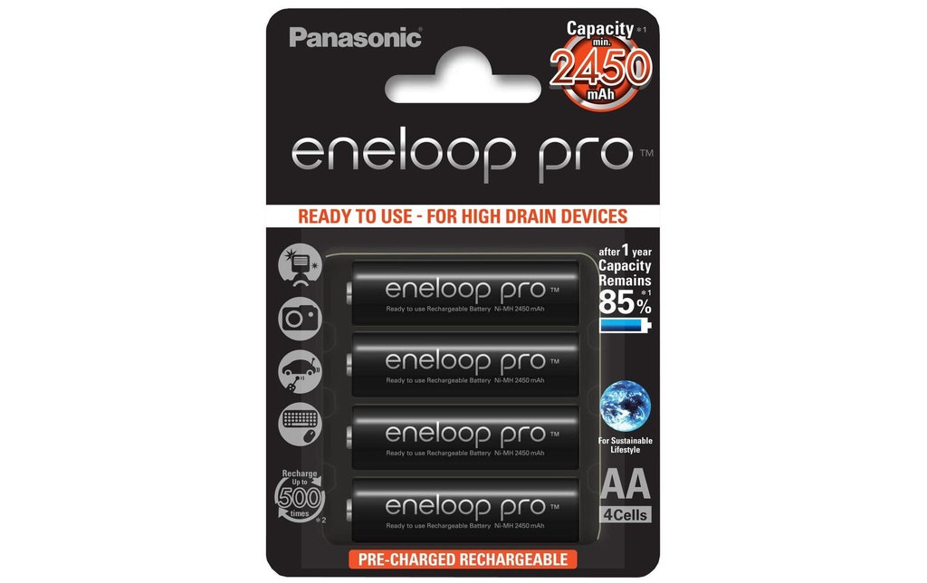 Panasonic Batterie Eneloop Pro BK-3HCDE/4BE 2500 mAh