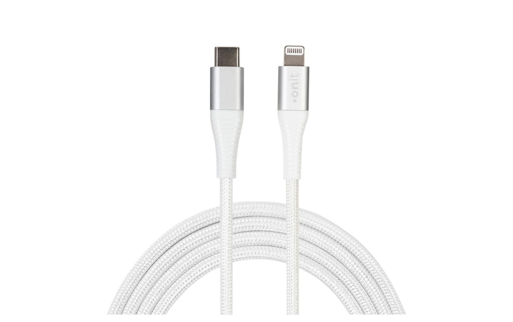 Onit Câble USB C-lightning blanc 1 m USB 2.0 – 30 W – MFI-certifié
