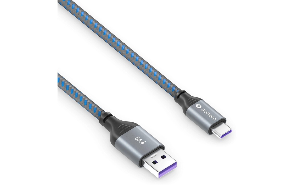 Sonero câble de charge USB-C vers USB-A, gaine nylon – 1 m
