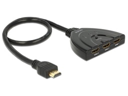 [87619] Delock Distributeur 3 Port HDMI Switch 60cm 4K/30Hz, bidirectionnel