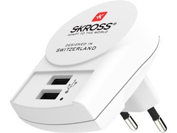 SKROSS Bloc réseau Chargeur USB Euro 5 V 2.4 A, 2x USB A