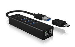 [IB-HUB1419-LAN] ICY BOX Hub USB IB-HUB1419-LAN USB 3.0 - 3x USB-A