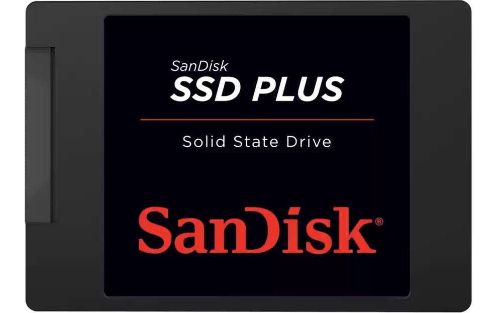 SanDisk SSD Plus, 2.5", 7mm, SLC SATA3, Lecture 545MB/s, écriture 515MB/s